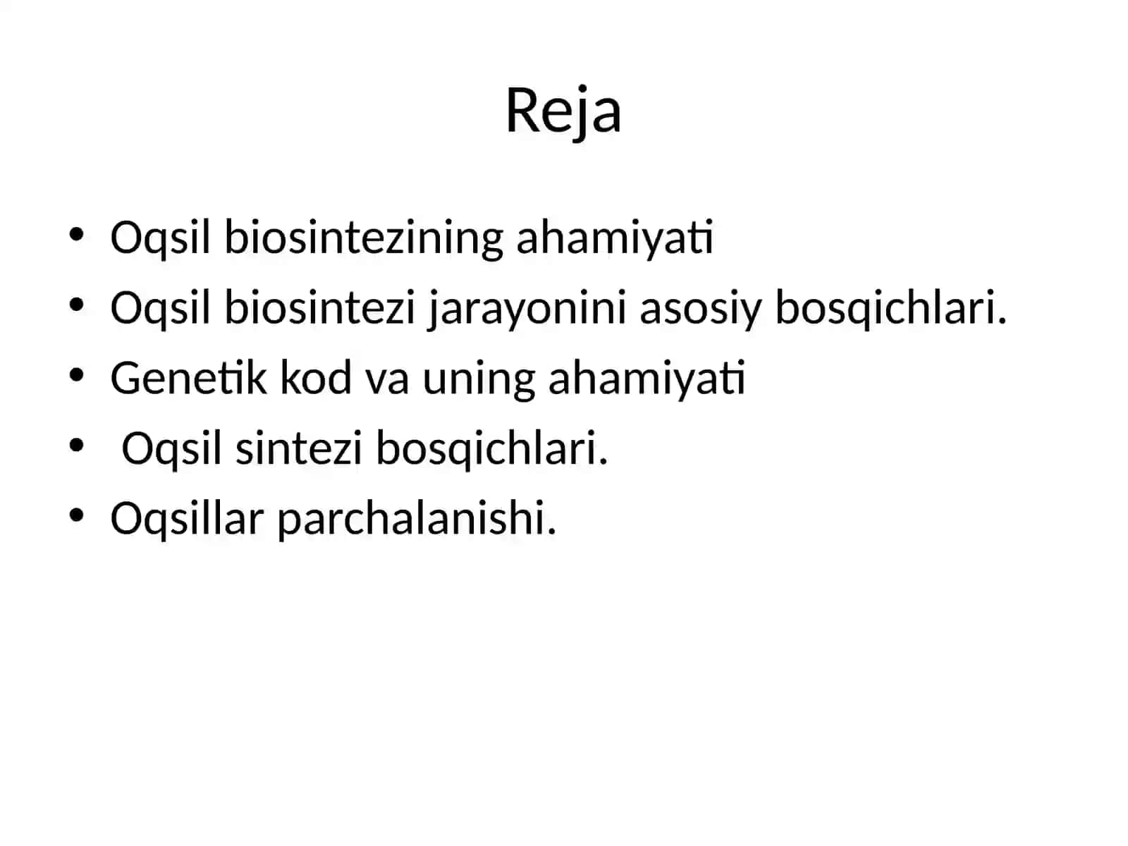 Oqsillar biosintezi va parchalanishi 2