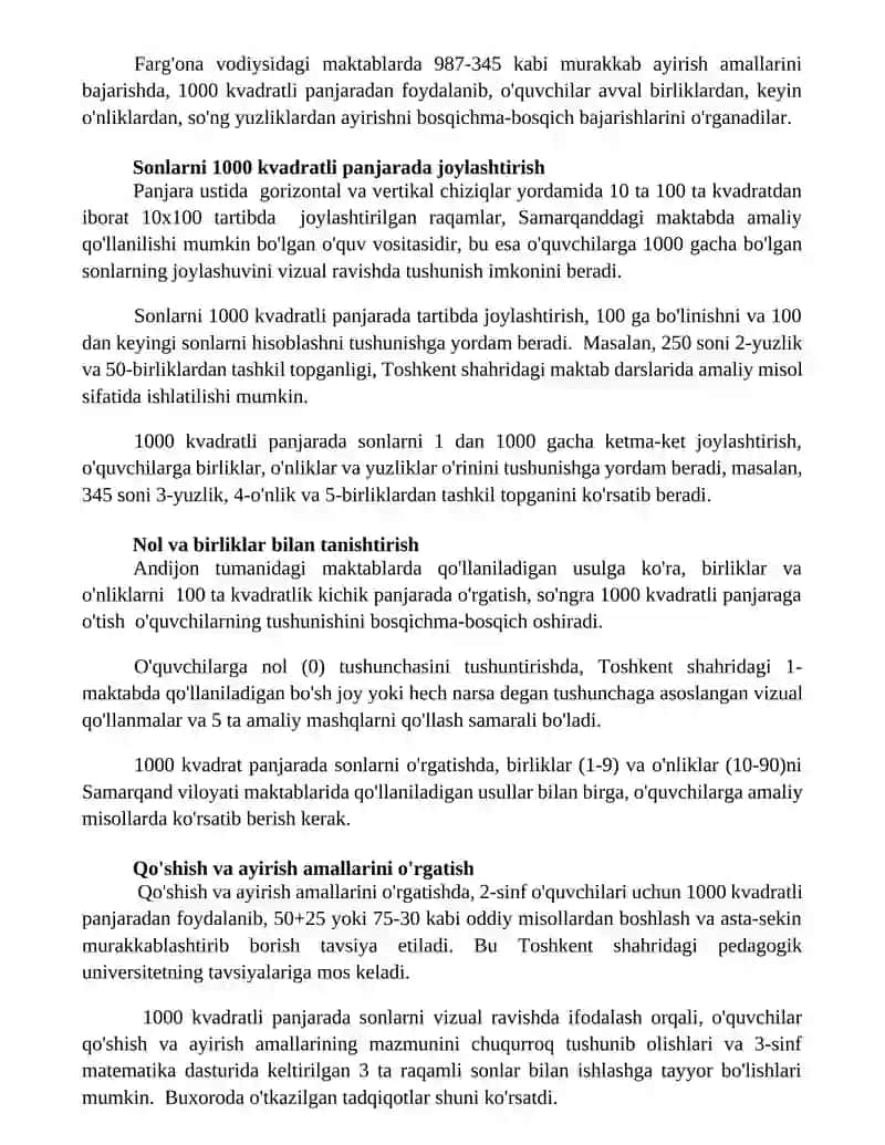 1000 va kòp xonali sonlar ustida nomanfiy butun sonlarni nomerlash va òrgatish metodikasi 2