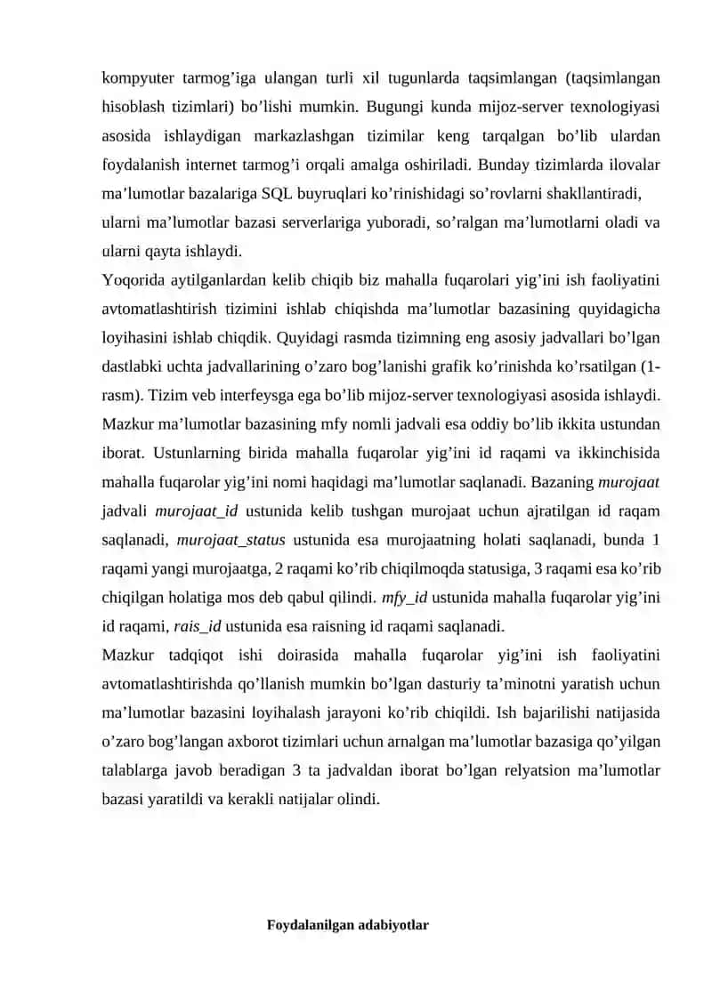 Axborot tizimlari uchun ma’lumotlar bazasini loyihalash bosqichlari 2