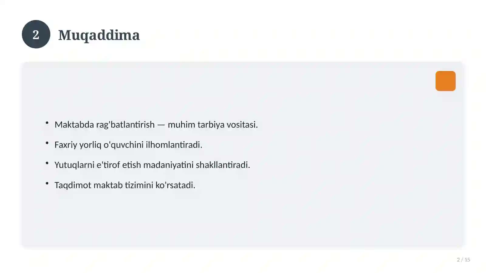 Faxriy yorliq maktab o'quvchilari uchun 2