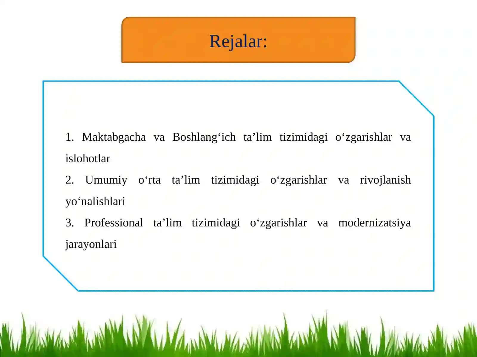Maktabgacha, umumiy o’rta, professional ta’limning mavjud holati, muammolari va rivojlanish yo’llari 2