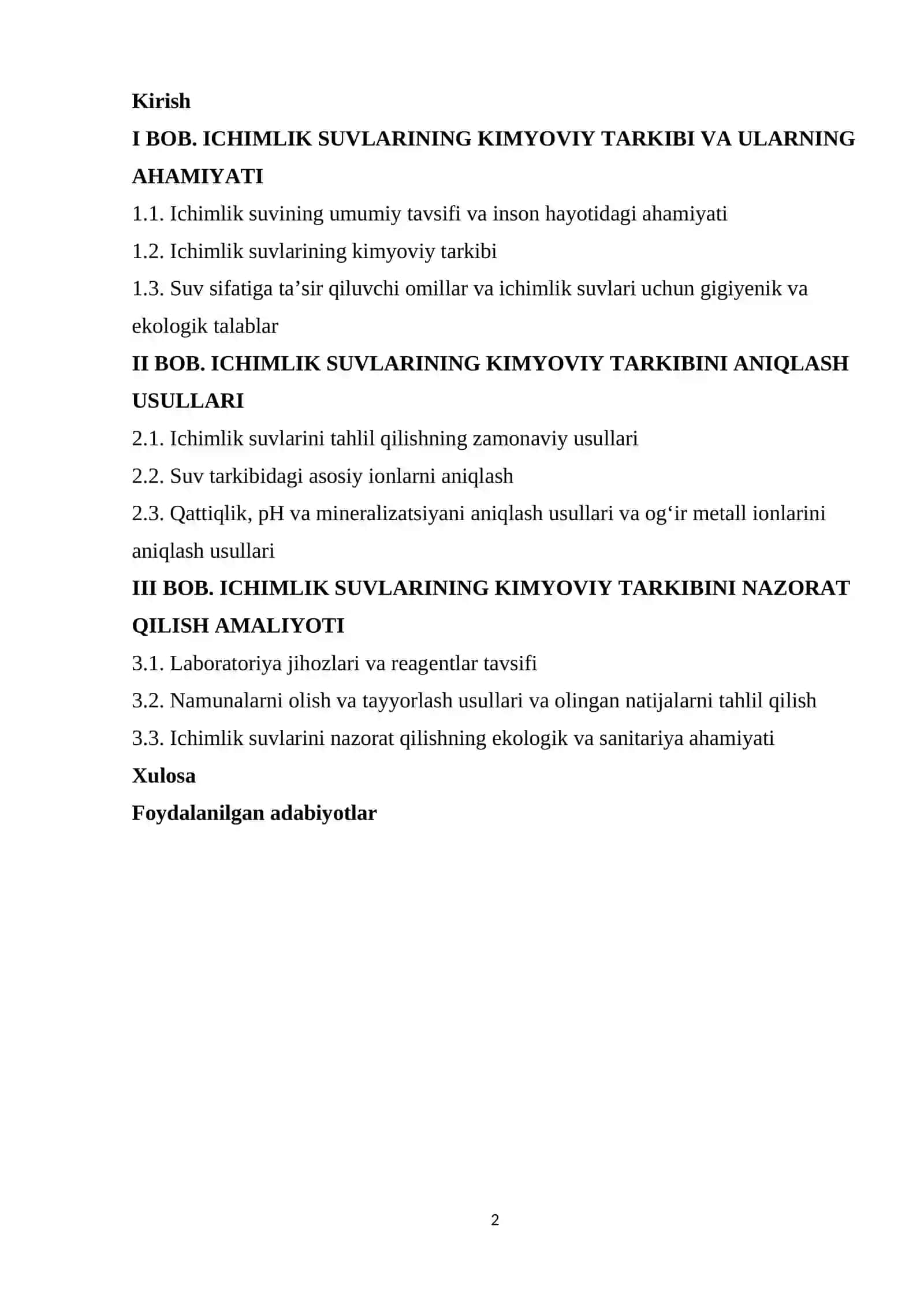 Ichimlik suvlarining kimyoviy tarkibini nazorat qilish 2
