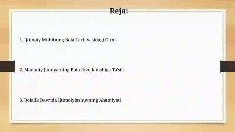Ijtimoiy Muhitning Bola Tarbiyasidagi O'rni 2