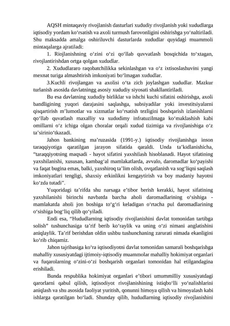 Mintaqalarni Ijtimoiy-Iqtisodiy Rivojlanishini Tartibga Solish 2