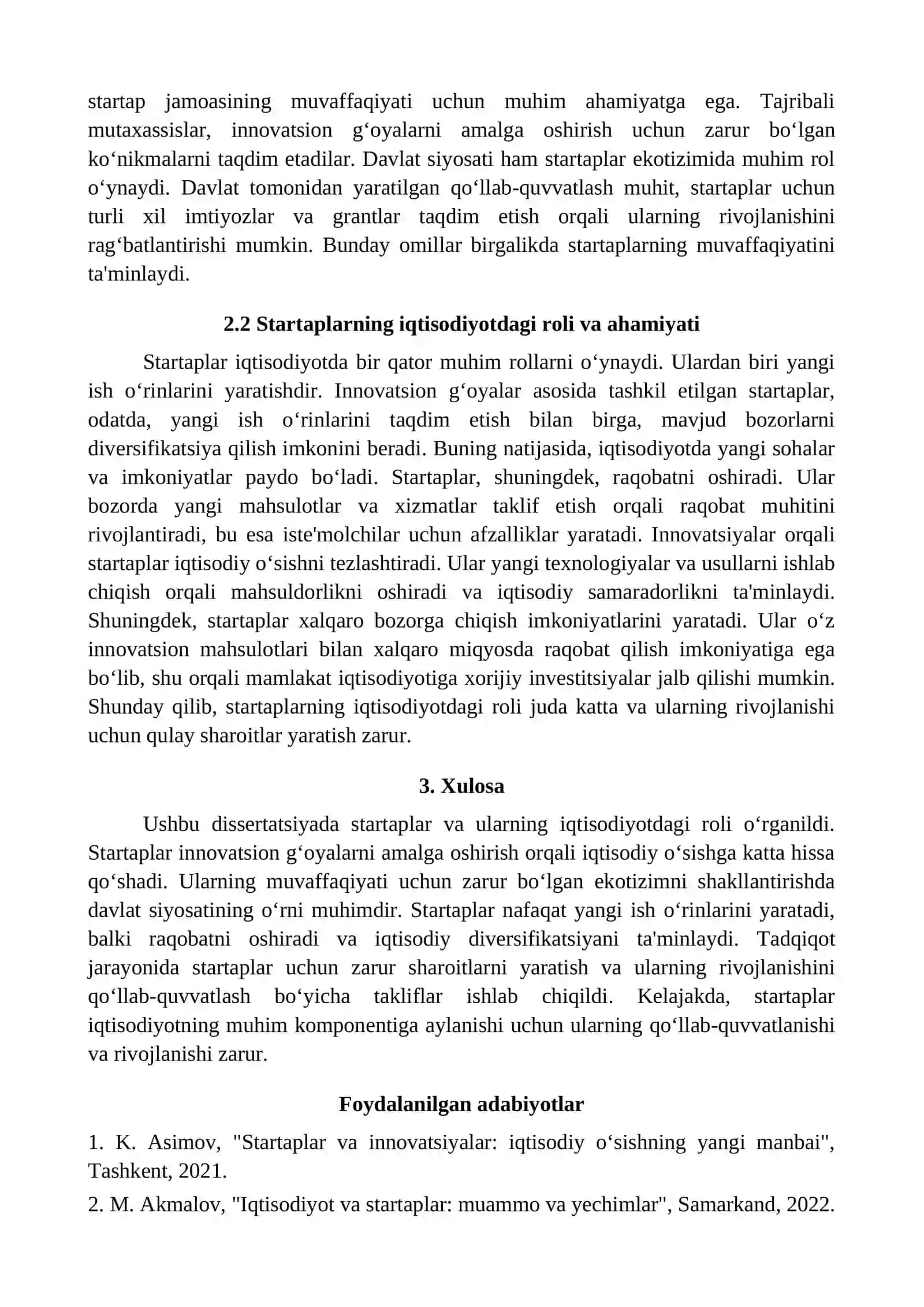 Startaplar va ularning iqtisodiyotdagi roli 2