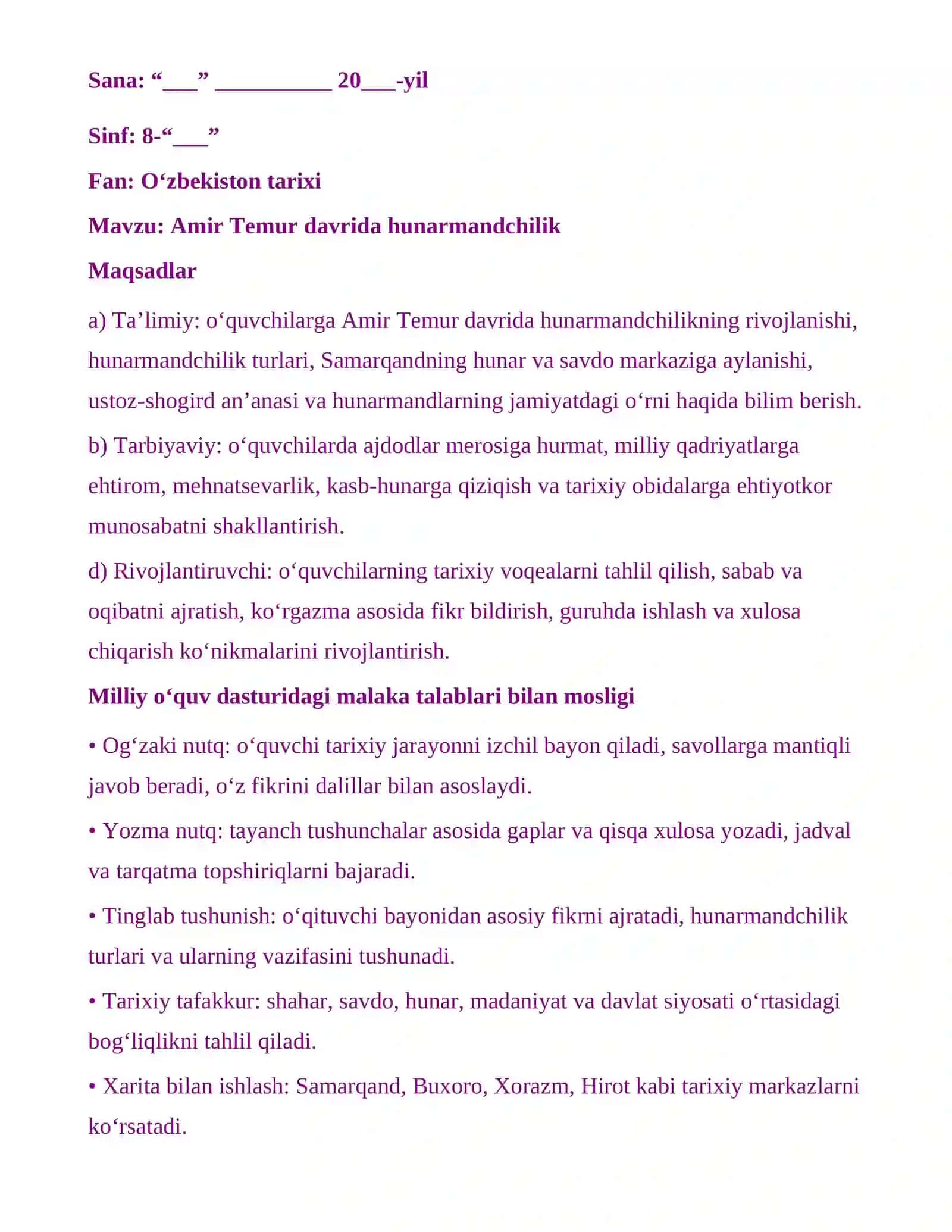 Amir Temur davrida hunarmandchilik 2