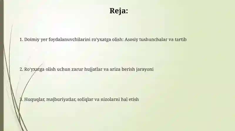 Doimiy yerlardan foydalanuvchilarni roʻyxatga olish 2