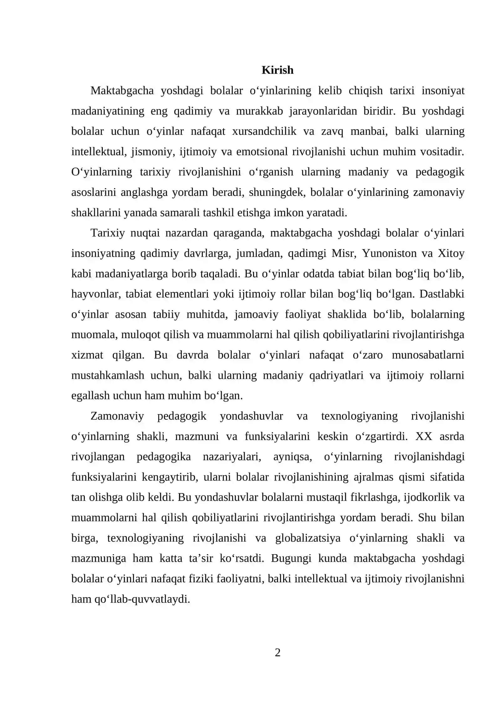 MAKTABGACHA YOSHDAGI BOLALAR OʻYINNING KELIB CHIQISH TARIXI 2