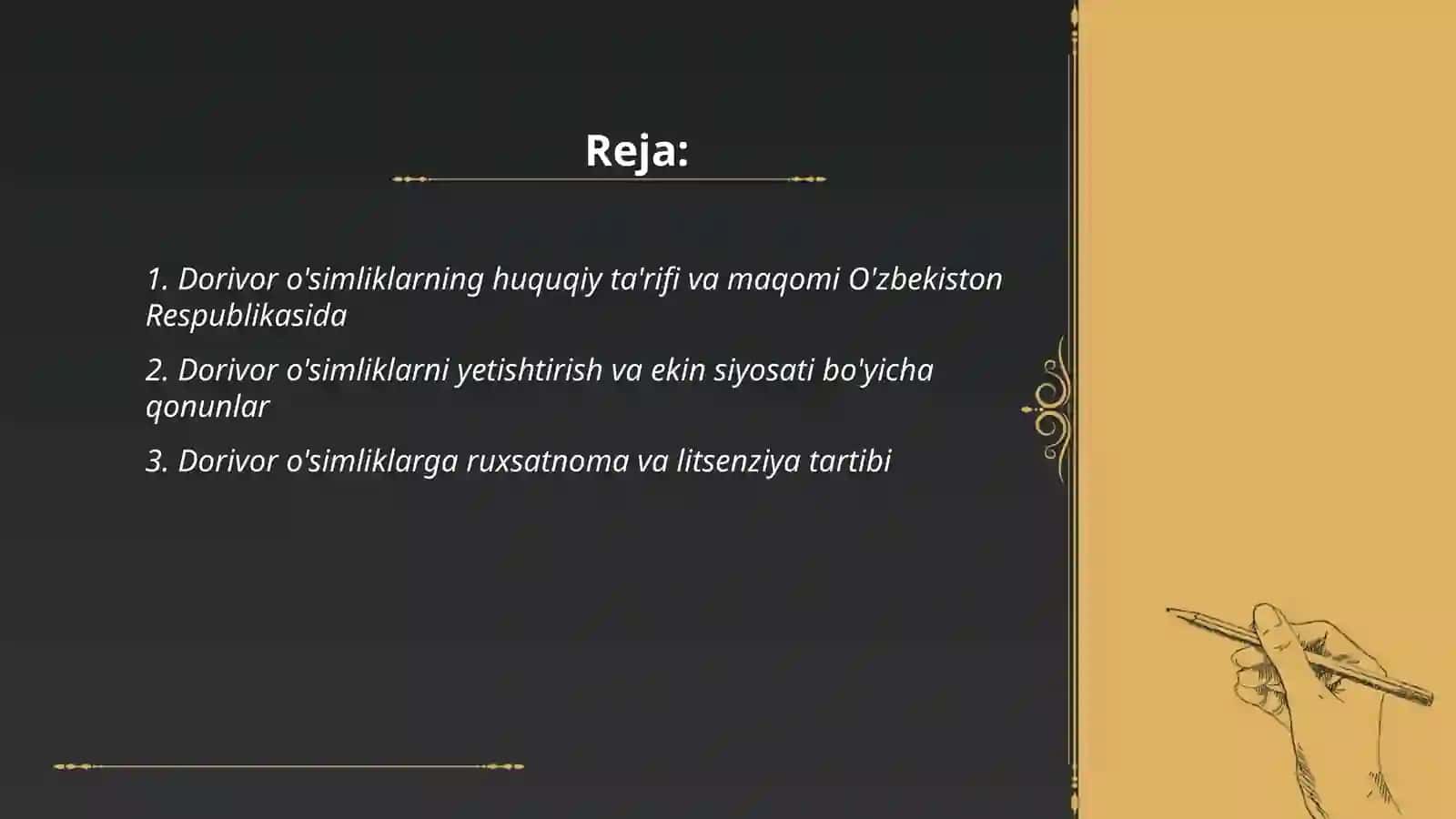 O'zbekiston Respublikasida dorivor o'simliklarga tegishli qonun va qoidalar 2