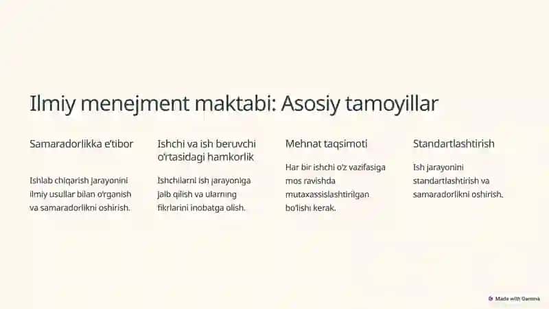 Menejmentning ilmiy maktablari 2