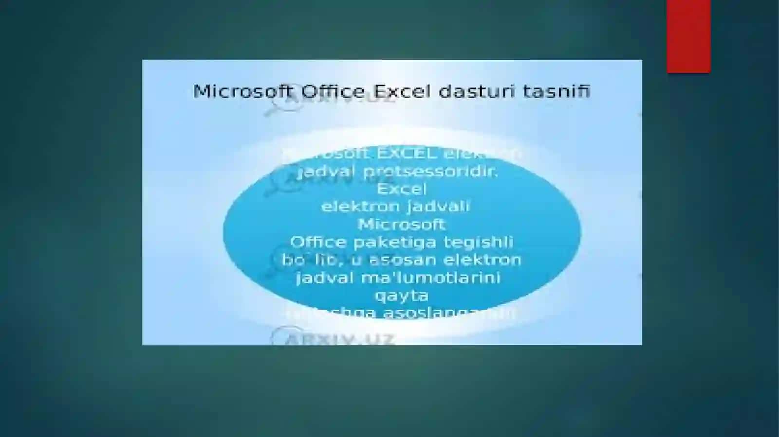 MICROSCOFT EXZEL JAVDAL MUHARRIRINING KENG IMKONIYATLARIDAN FOYDALANISH 2