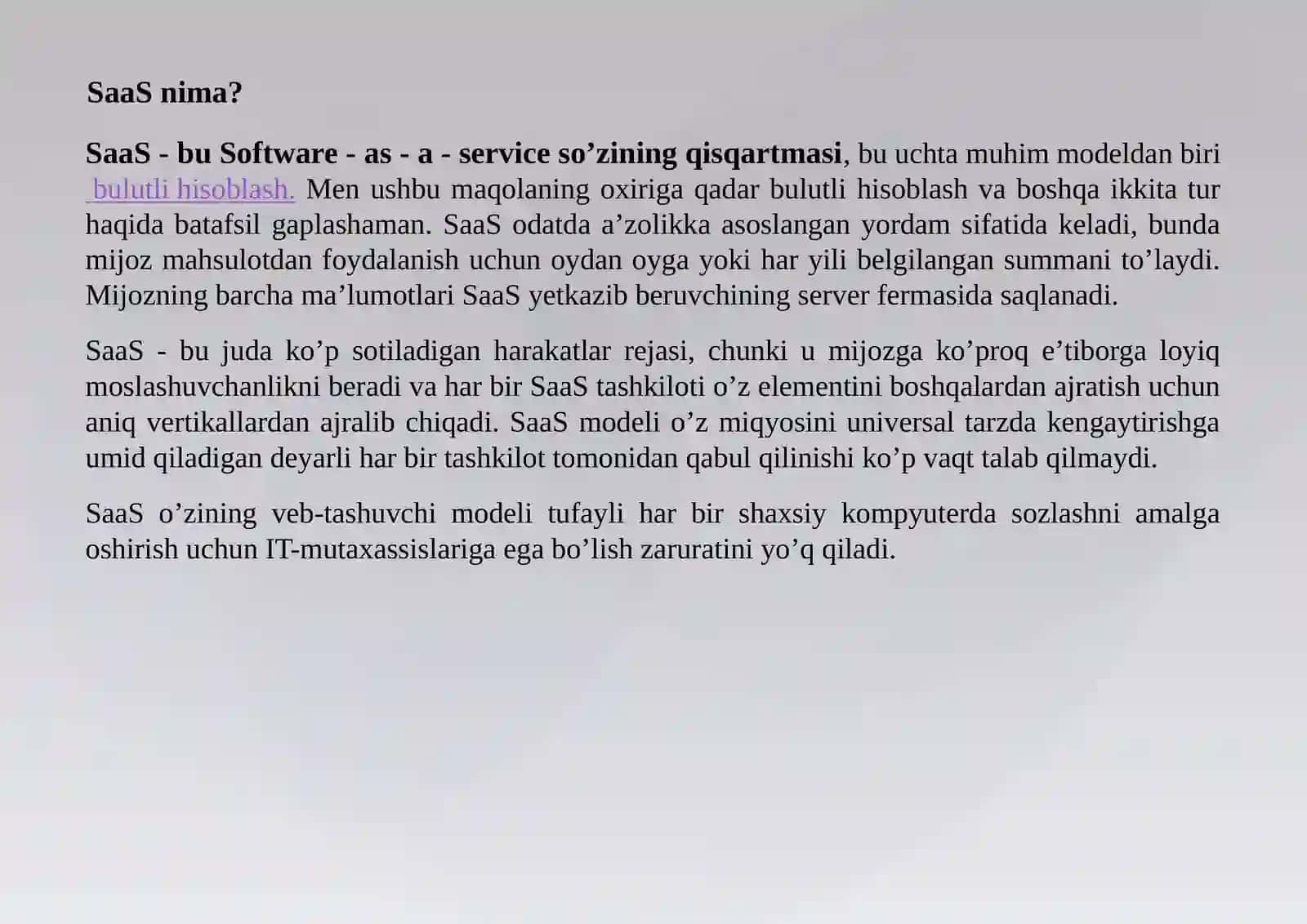 Software as a Serviсe (SaaS) - hizmat sifati da sturiy ta’minotdan foydalanish 2