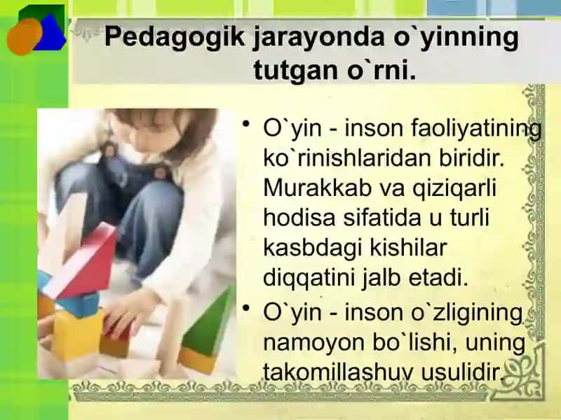 O`yin faoliyatining O`yin faoliyati usullari, nazariy va empirik 2