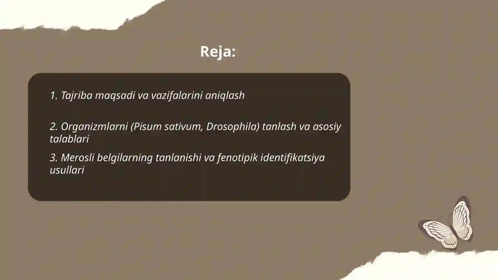 Mendel qonunlari boʻyicha tajribalar qoʻyish metodikasi 2