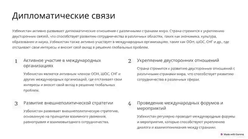 Узбекистан и мировое сообщество - готовая презентация (РРТ) 2