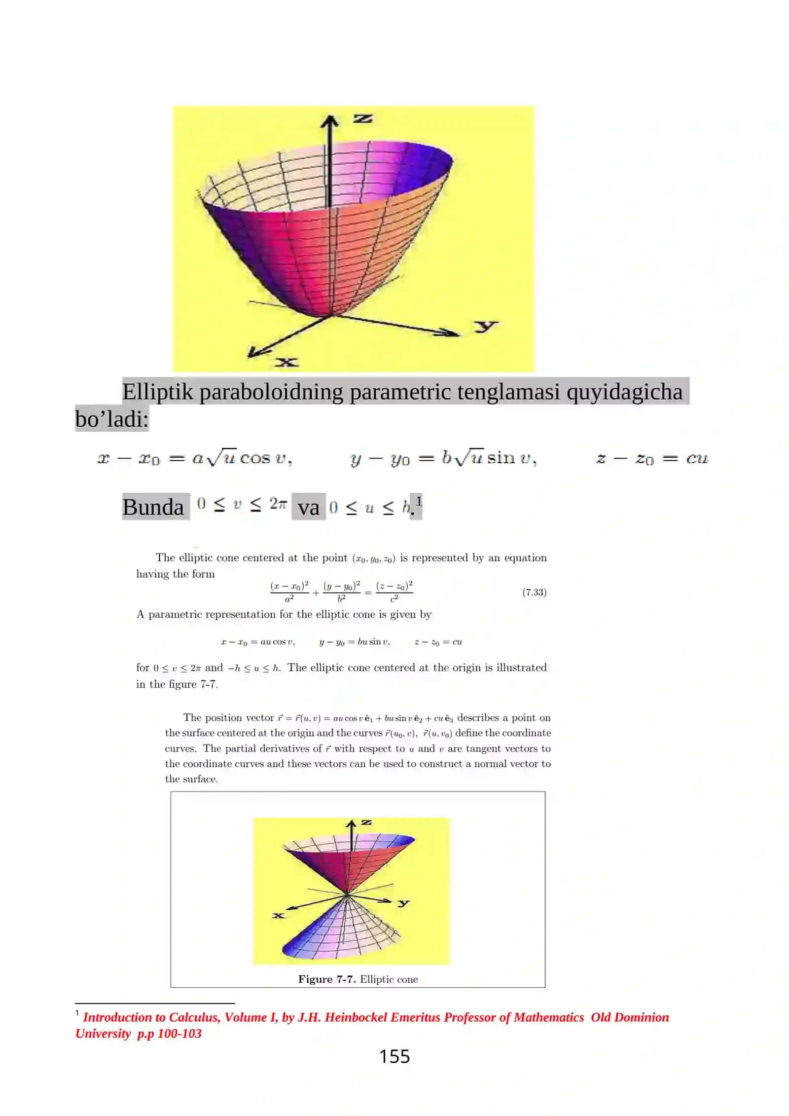Giperbaloid va uning xossalari. Parabaloid va uning xossalari. Ikkinchi tartibli sirtning to`g`ri chiziqli yasovchilari 2
