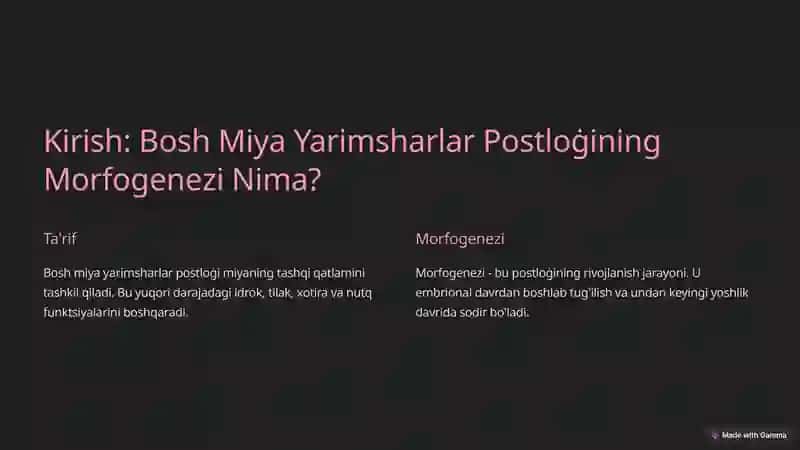 Bosh Miya Yarimsharlar Postloġining Morfogenezi 2