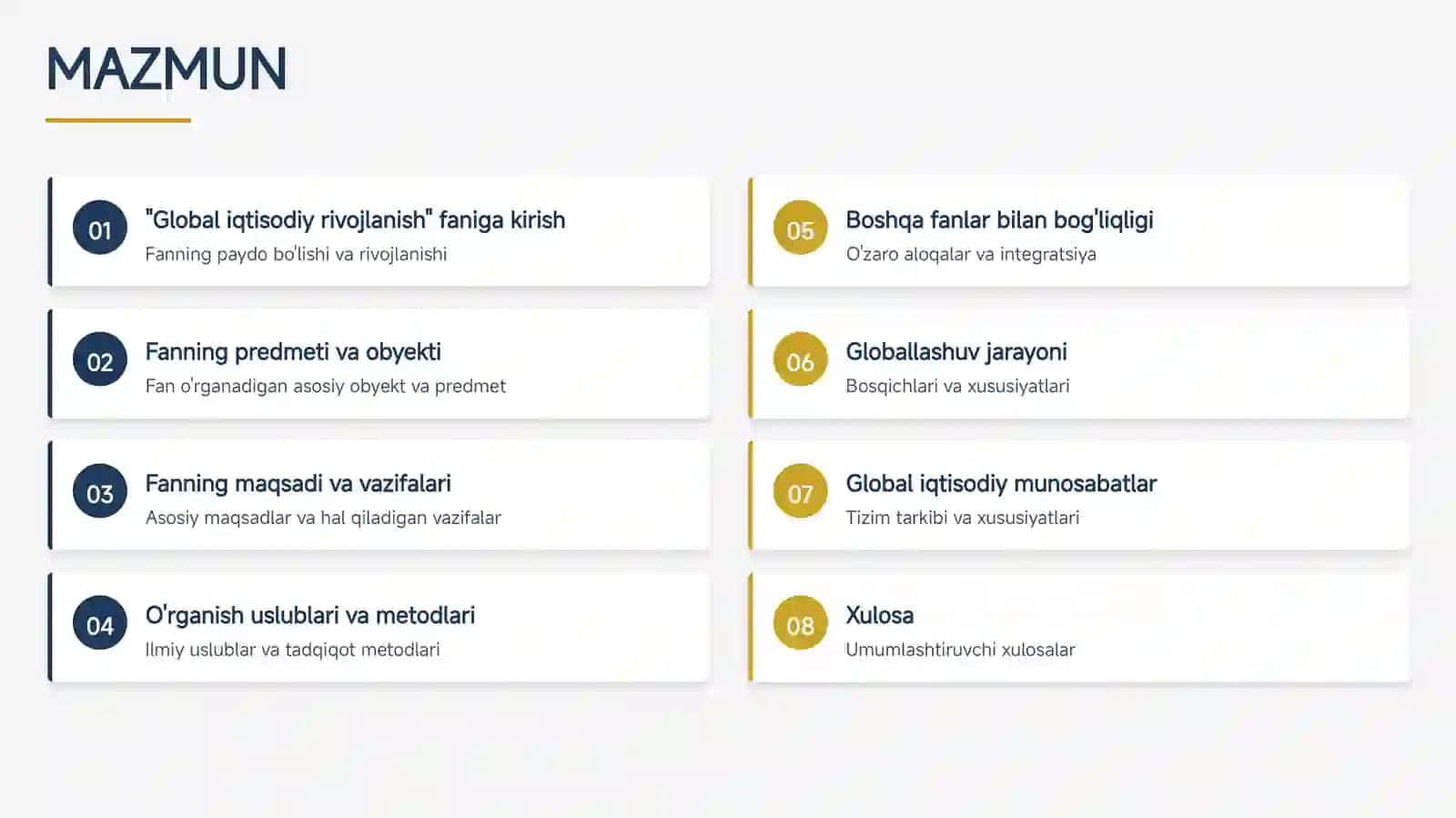 GLOBAL IQTISODIY RIVOJLANISH_ FANINING PREDMETI, MAQSADI, VAZIFALARI 2