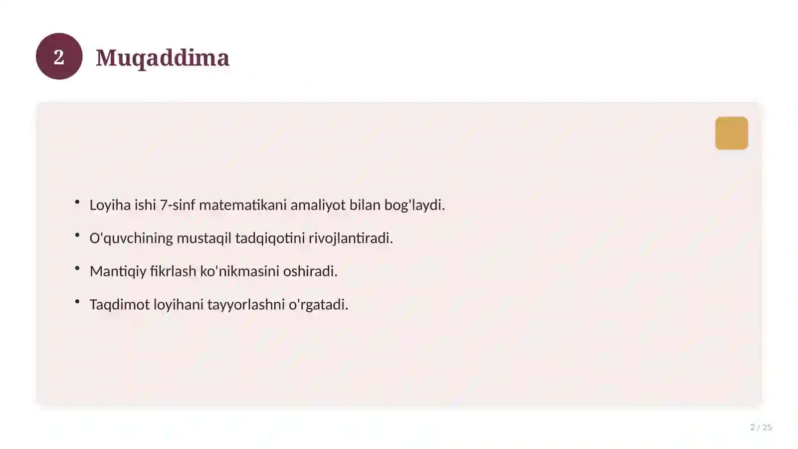 7-sinf matematika fanidan Loyiha ishi 2