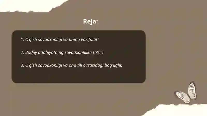O'qish savodxonligining maqsadi. Ona tili va o'qish savodxonligida badiiy matnlar ustida ishlash 2