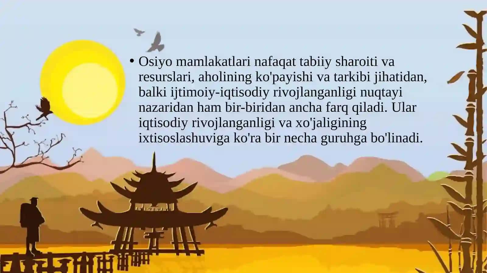 Osiyo mamlakatlarining iqtisodiy rivojlanganligi 2