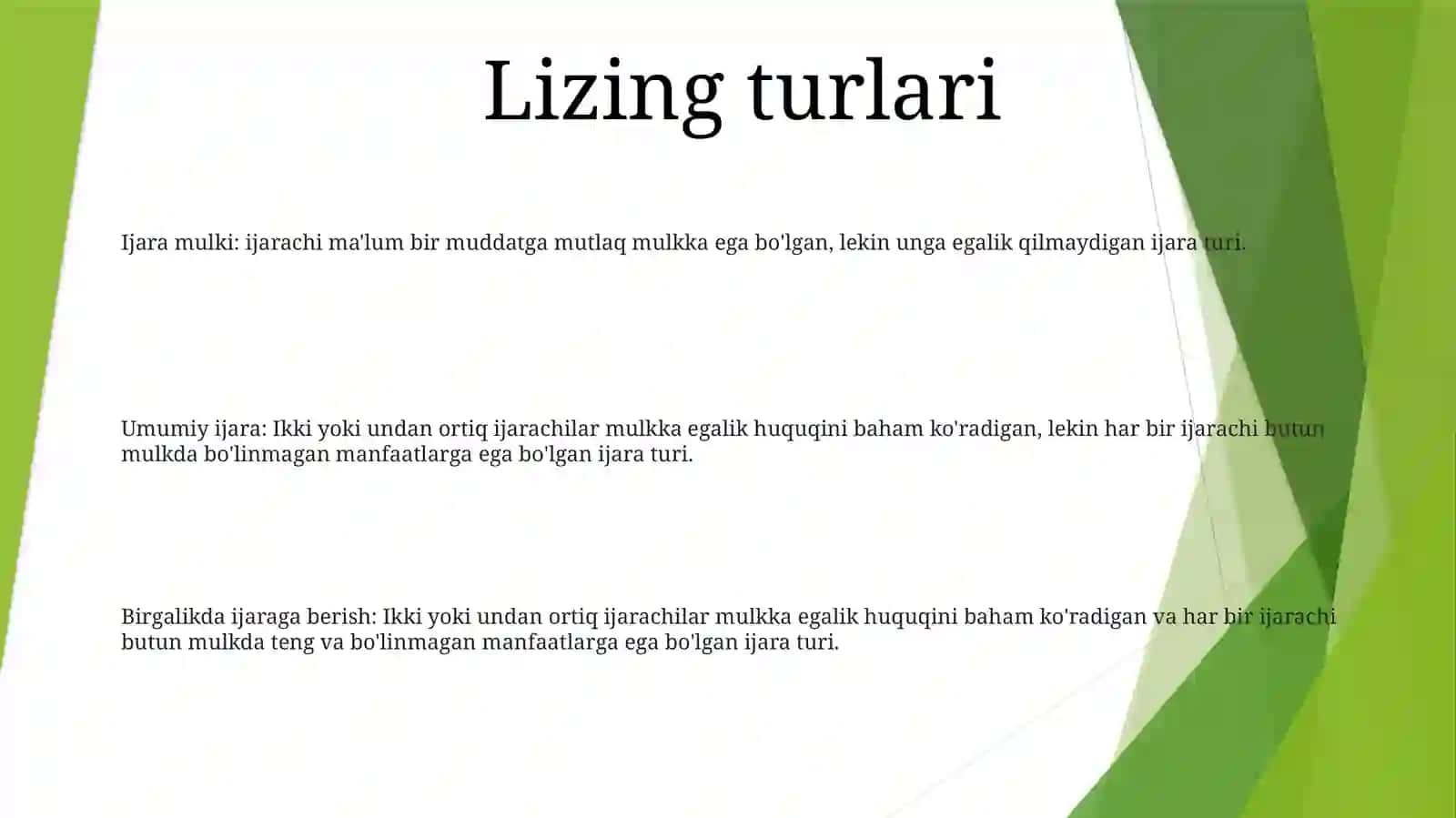 Lizingning Asosiy Turlari Va Elimentlari 2