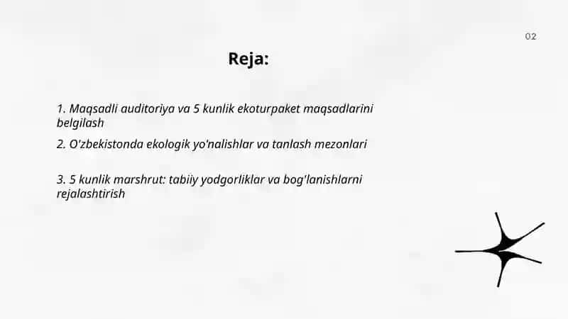 Ózbekistonda 5 kunlik ekoturpaket tuzish Bóriyev Shahriyor 2