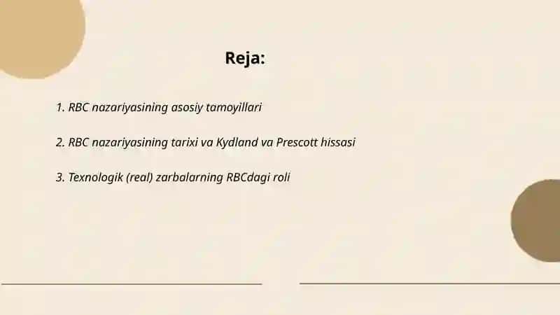 Real iqtisodiy davrlar nazariyasi (RBC nazariyasi) 2