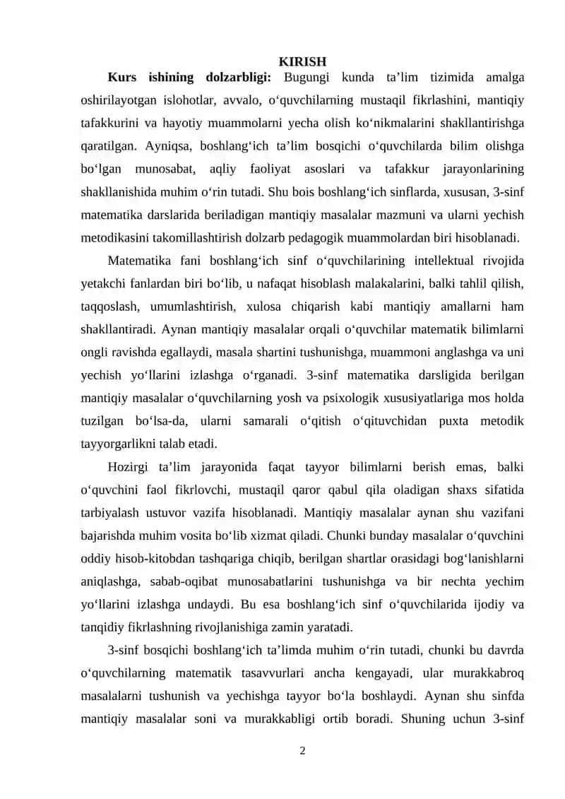 3-sinf matematika darsligidagi mantiqiy masalalar va ularni yechish 2
