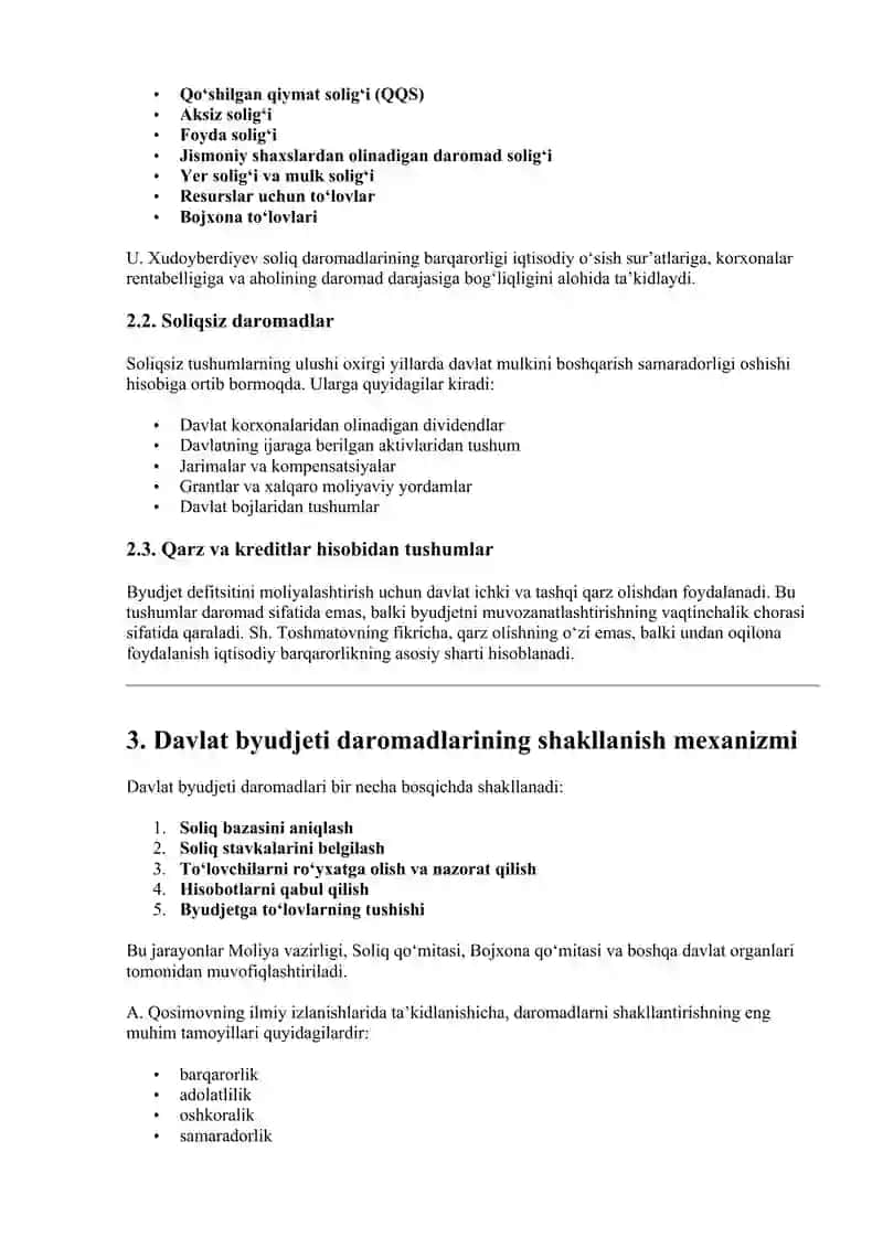 DAVLAT BYUDJETI DAROMADLARI VA STATISTIKASI 2
