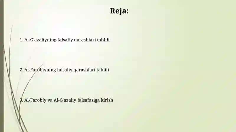 Abu Nasr Farobiy va Gʻazzoliyning falsafa ilmiga oid qarashlarinitahliletish 2