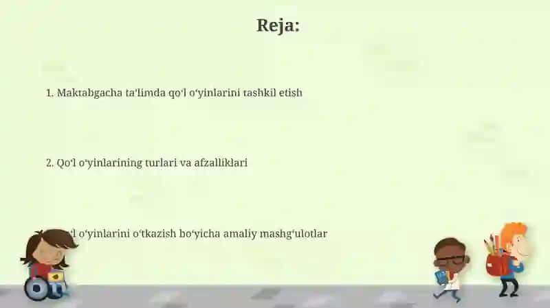 Maktabgacha taʼlimda qoʻlidagi oʻyinlarni tashkil etish 2