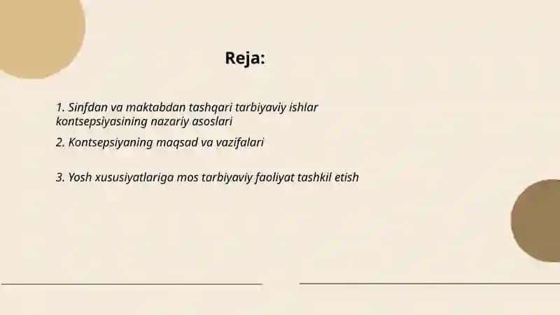 Sinfdan va maktabdan tashqari tarbiyaviy ishlar kontsepsiyasi 2