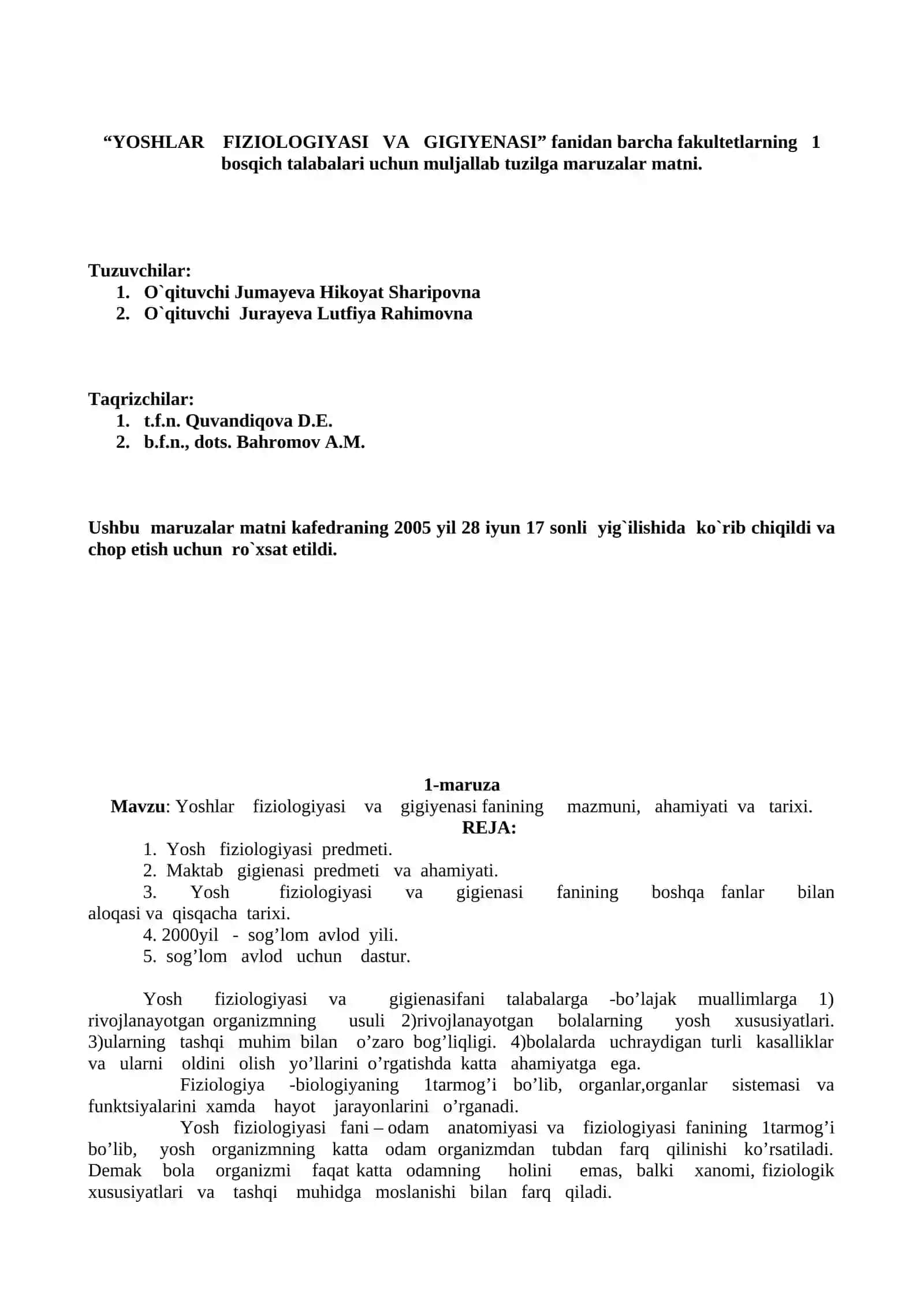 YOSHLAR FIZIOLOGIYASI VA GIGIYENASI 2