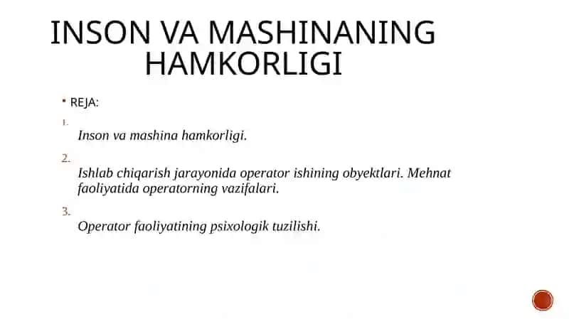 Inson va mashina hamkorligi fanidan tayyorlagan 2