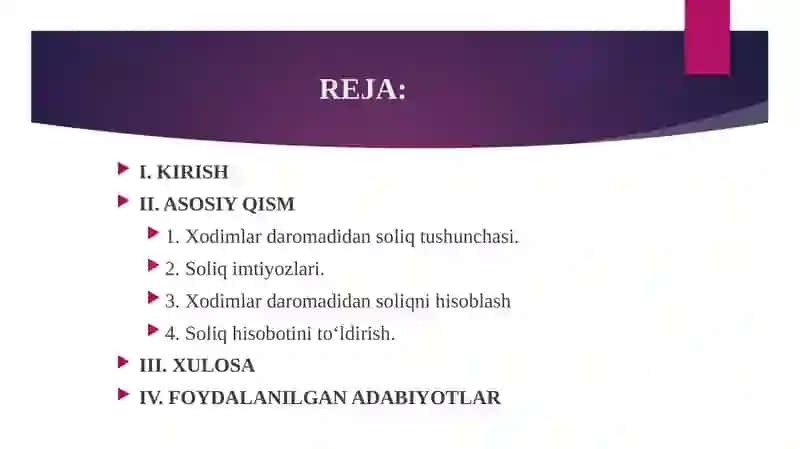 Xodimlar daromadidan soliq hisoblashda imtiyozlar hisobotni to'ldirish 2