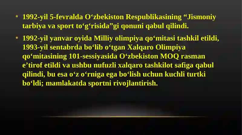 Jismoniy tarbiya va sport to‘g‘risida 2