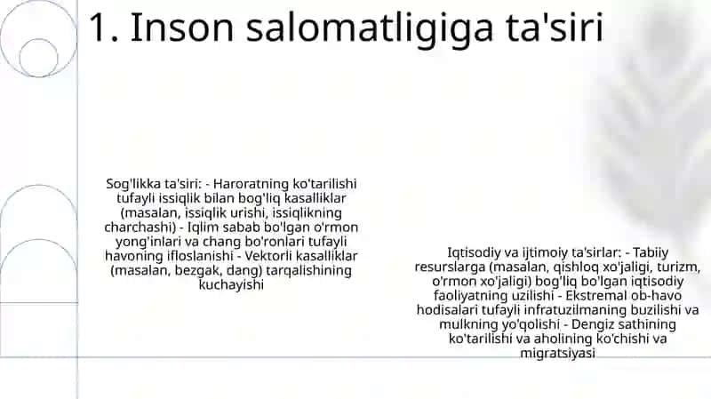 Iqlim O'Zgarishining Inson, O'Simlik Va Hayvonot Hayoti Va Faoliyatiga Ta'Siri 2