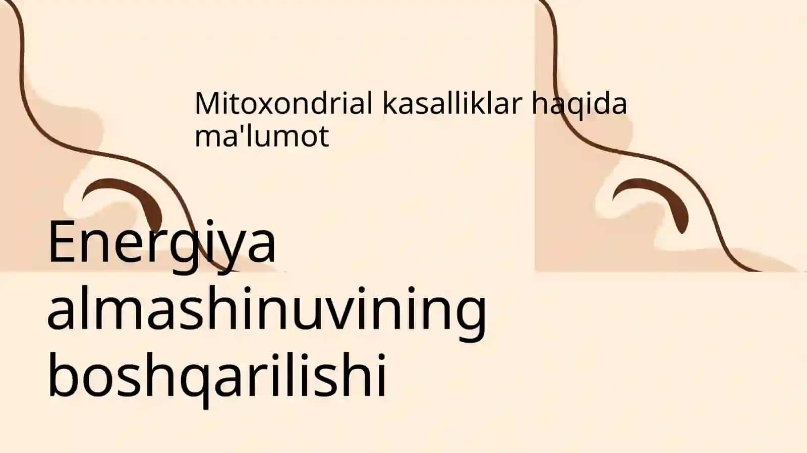 Energiya almashinuvining boshqarilishi 2