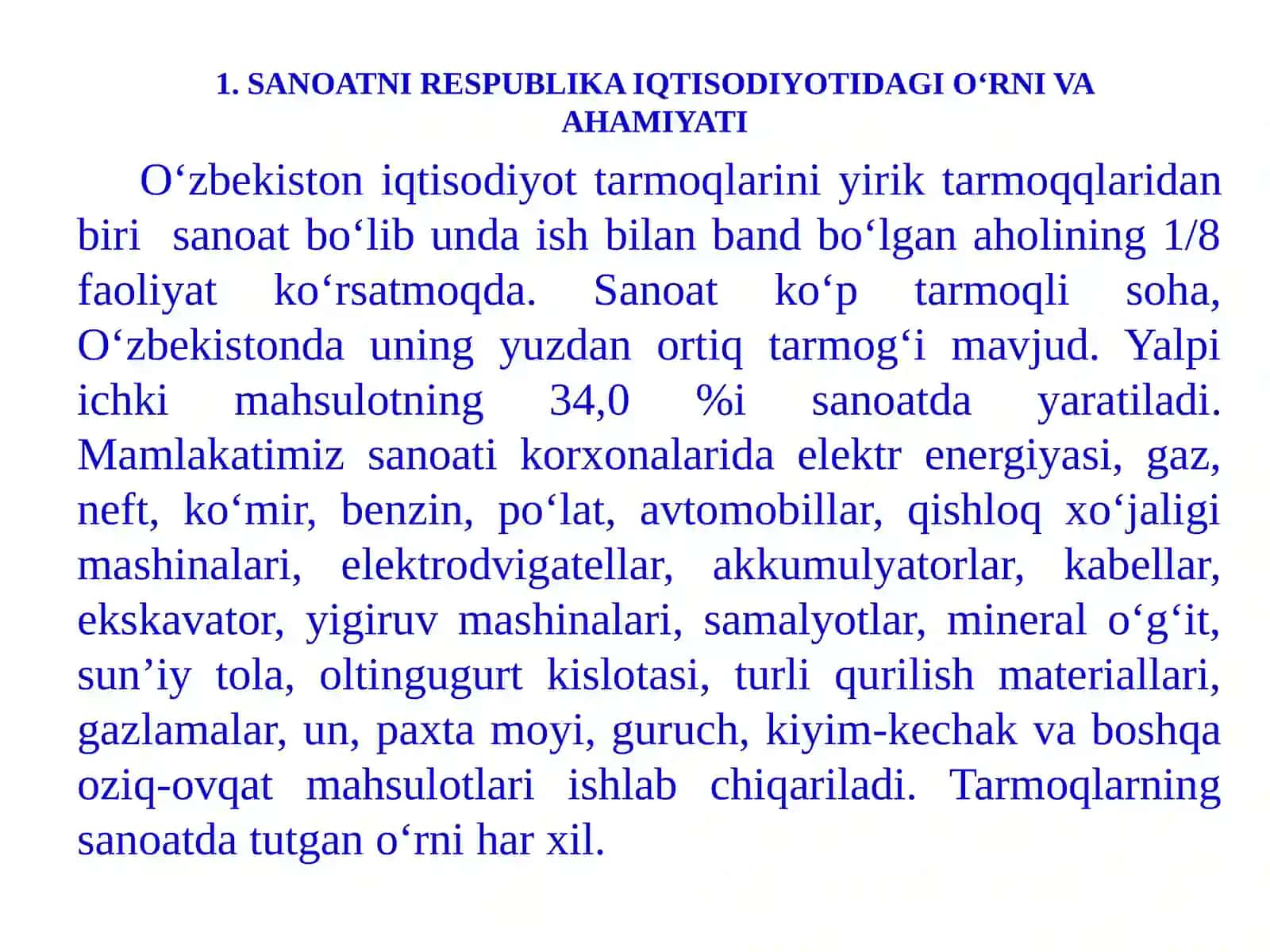 MAMLAKATNIMODERNIZATSIYALASH VA IQTISODIYOTNI DIVIRSIFIKATSIYALASH SHAROITIDA О‘ZBEKISTON MINTAQALARIDA SANOAT TARMOG‘INI RIVOJLANTIRISHNING HUDUDIY JIHATLARI 2