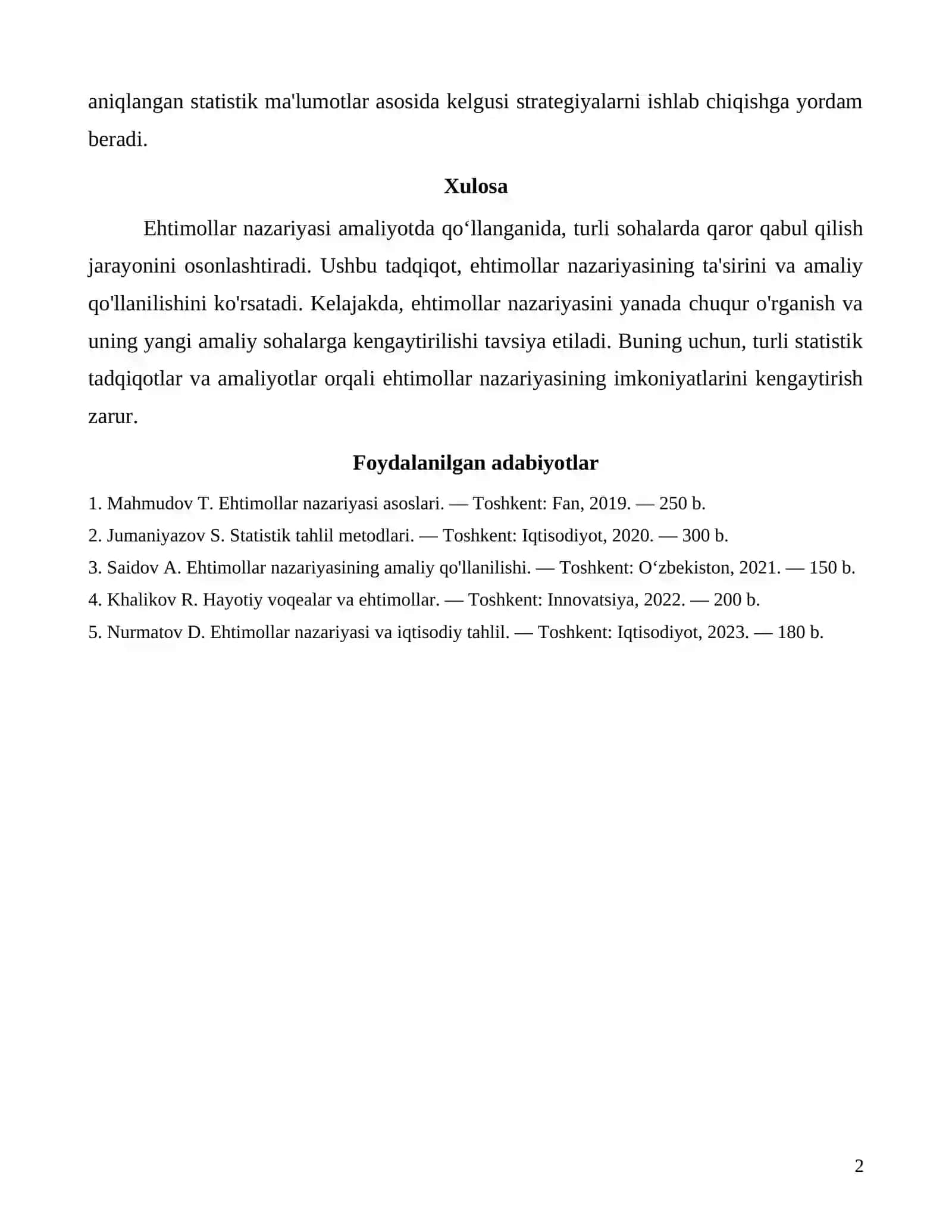 Ehtimollar nazariyasini amaliyotda qo‘llash 2