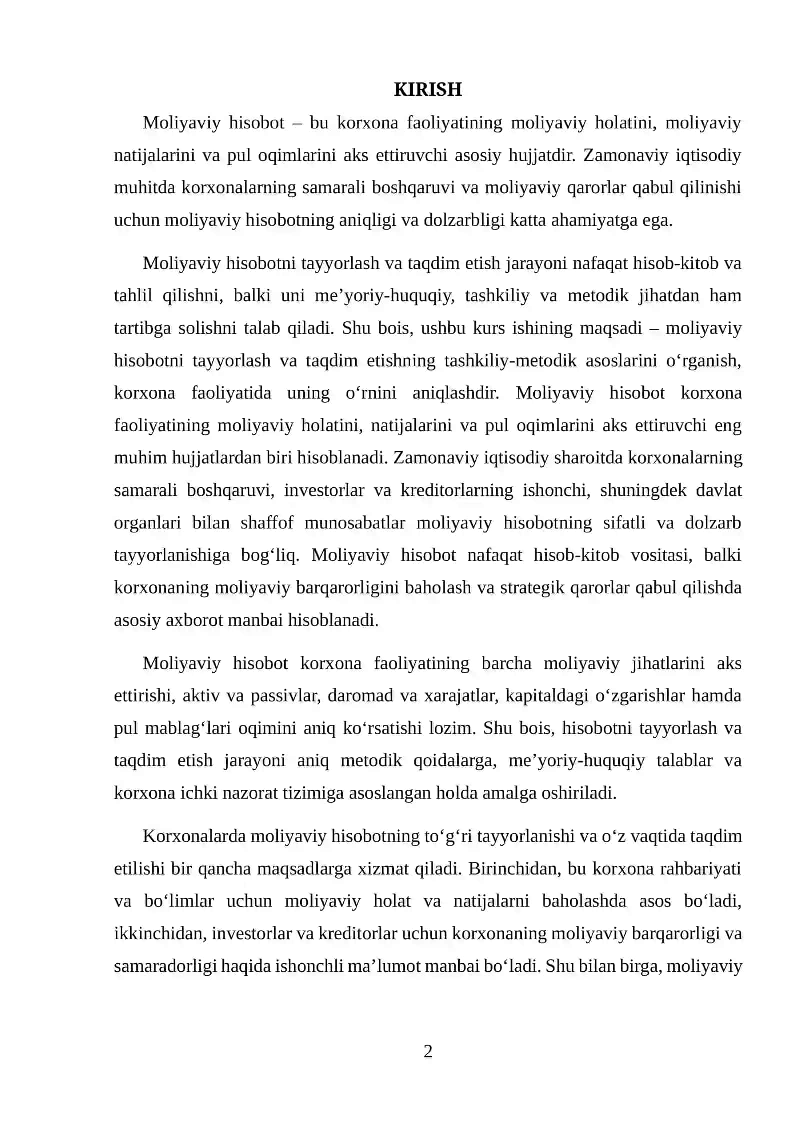 MOLIYAVIY HISOBOTNI TAYYORLASH VA TAQDIM ETISHNING TASHKILIY METODIK ASOSLARI 2