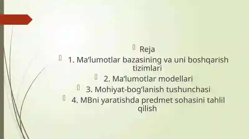 Ma‘lumotlarbazasini tashkil etish va boshqarish 2