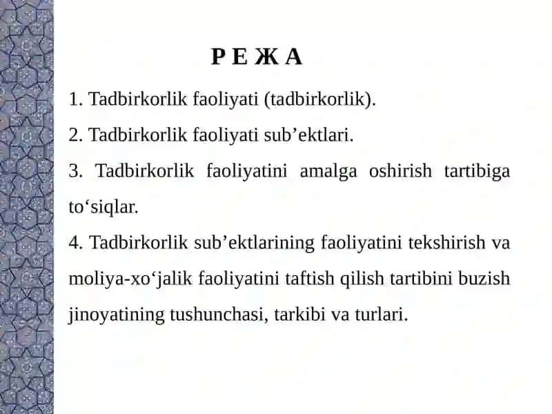 Tadbirkorlik Faoliyati 2