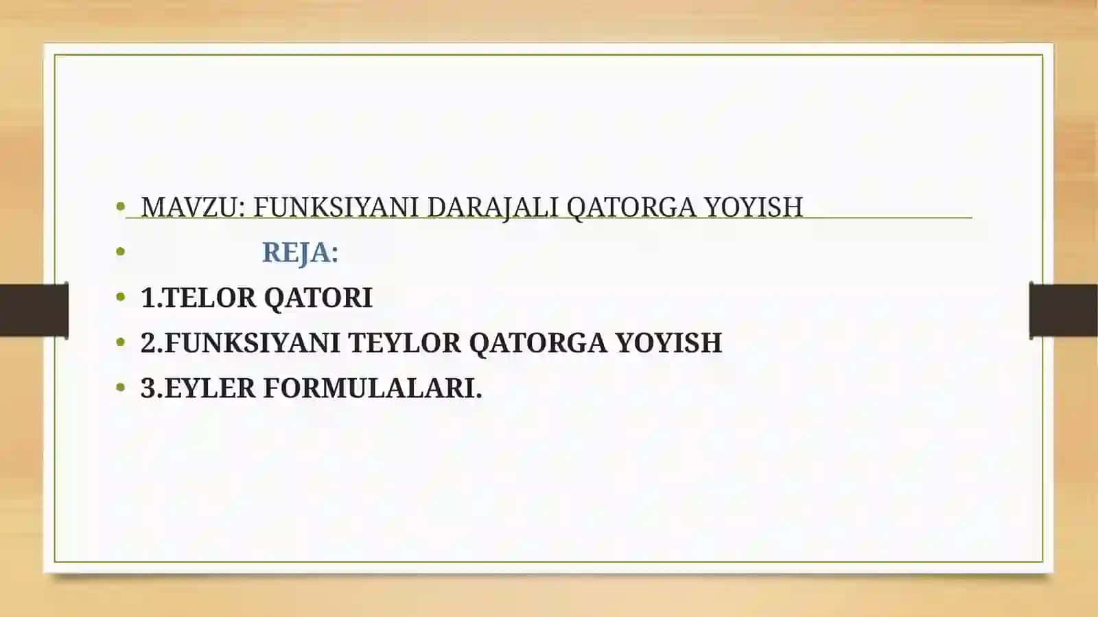 FUNKSIYANI DARAJALI QATORGA YOYISH 2