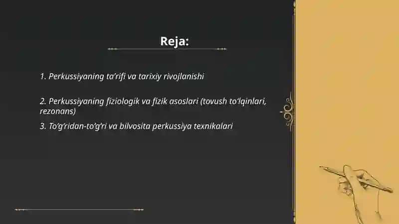 Perkussiya- obektiv tekshiruv usuli sifatida 2