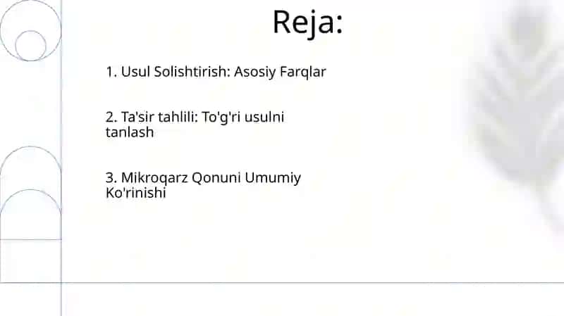 Mikroqarz Qonunlariga Buysunuvchi Usullarni Taqqoslash 2