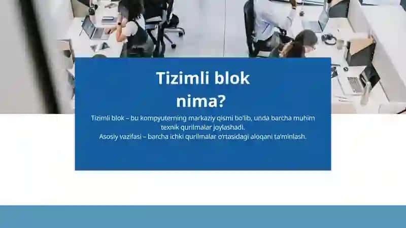 Tizimli blok va uning tarkibiy elementlari protsessor, soprotsessor va xotira turlari 2