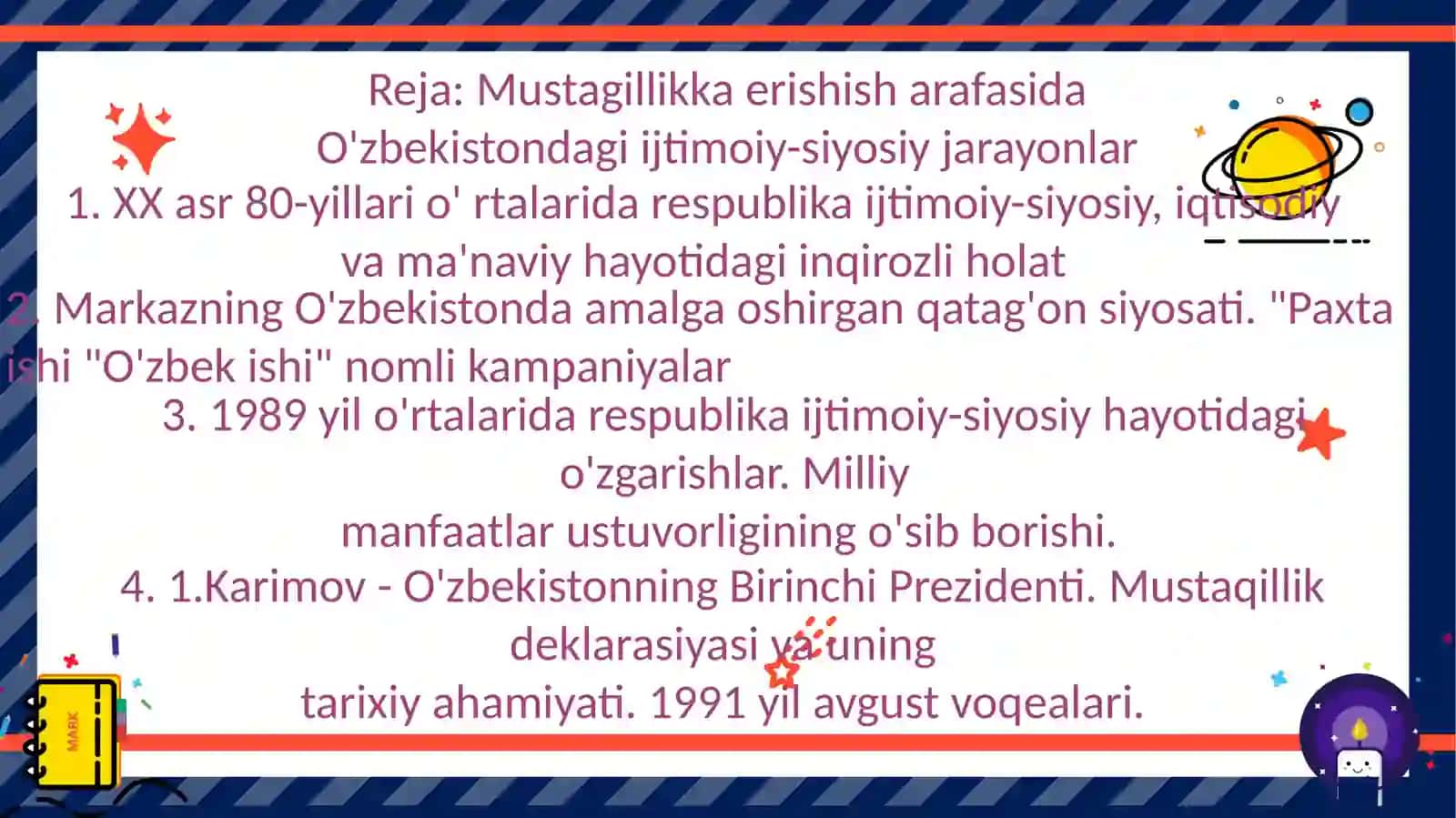 Mustagillikka erishish arafasida 2