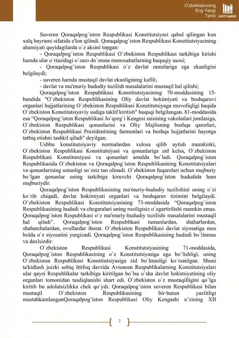 MUSTAQILLIK YILLARIDA QORAQALPOG‘ISTON RESPUBLIKASI 2